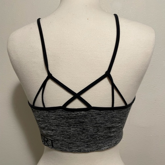 Women's DKNY Sport Seamless Strappy Low-Impact Sports Bra Grey Black Sz Large - Picture 5 of 8